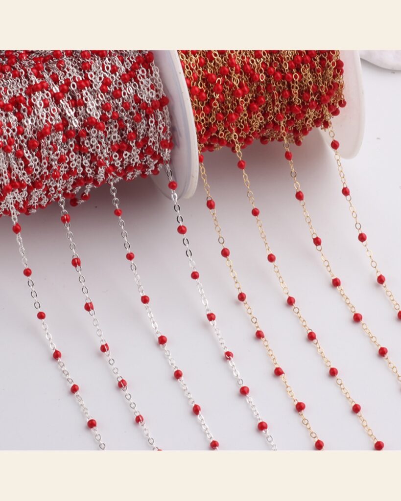 Red Enamel Satellite Chain