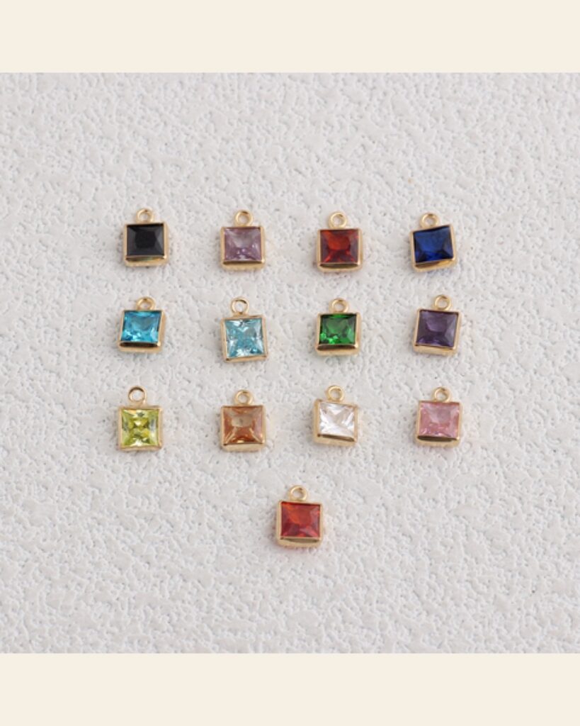 Square Color Stone Charm