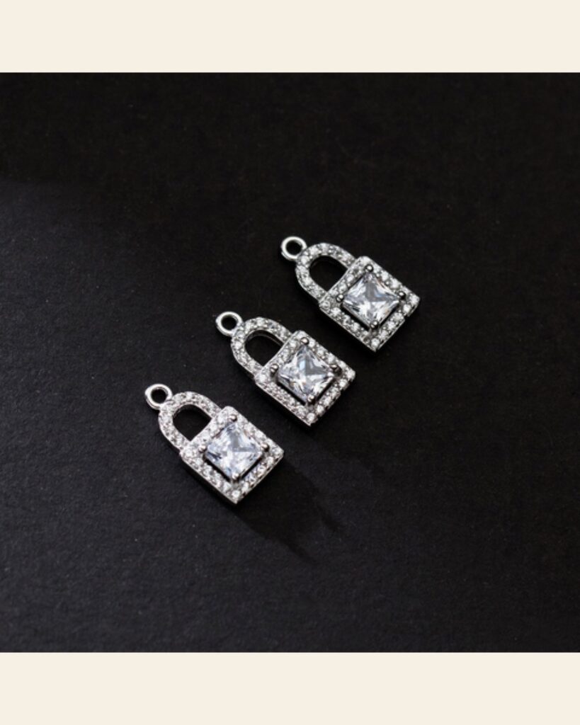 Sterling Stone-Set Lock Charm