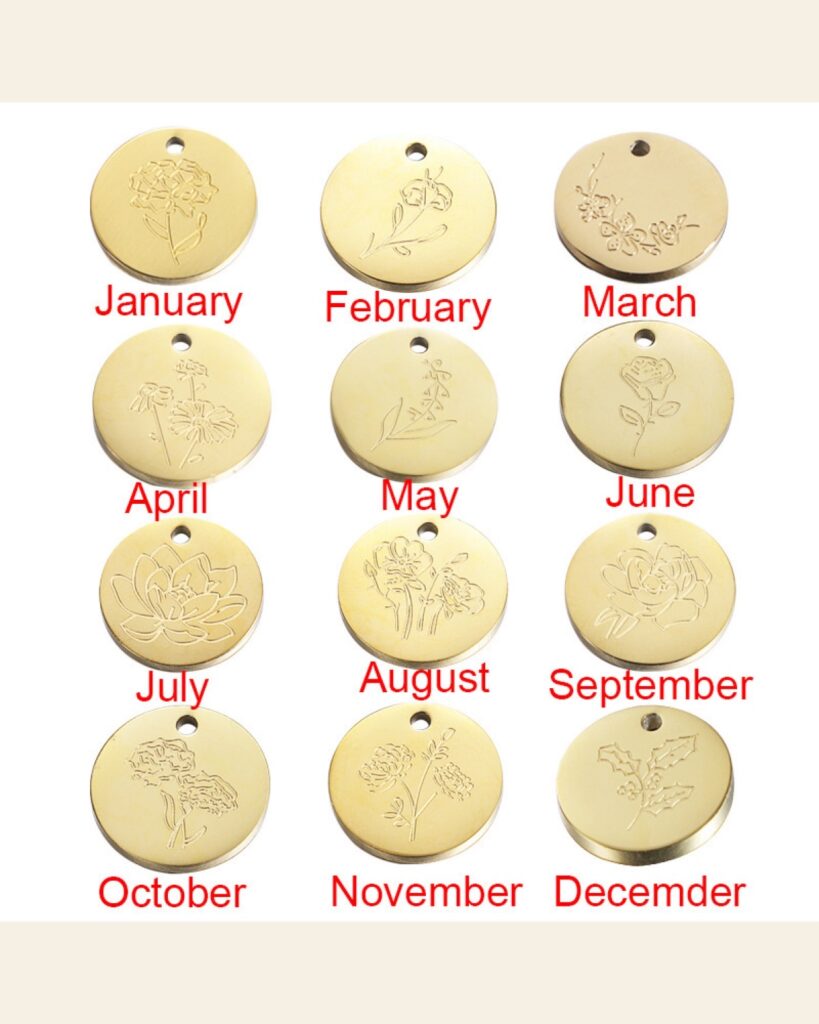 Birth Flower Disc Charm