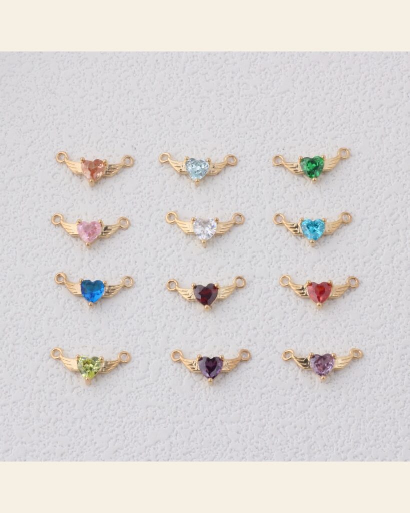 Winged Heart Color Stone Connector