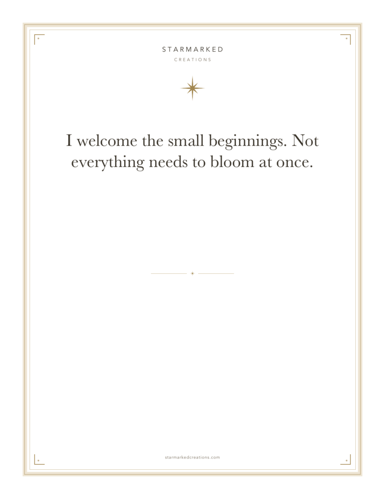 I welcome the small beginnings. Not everything needs to bloom at once.