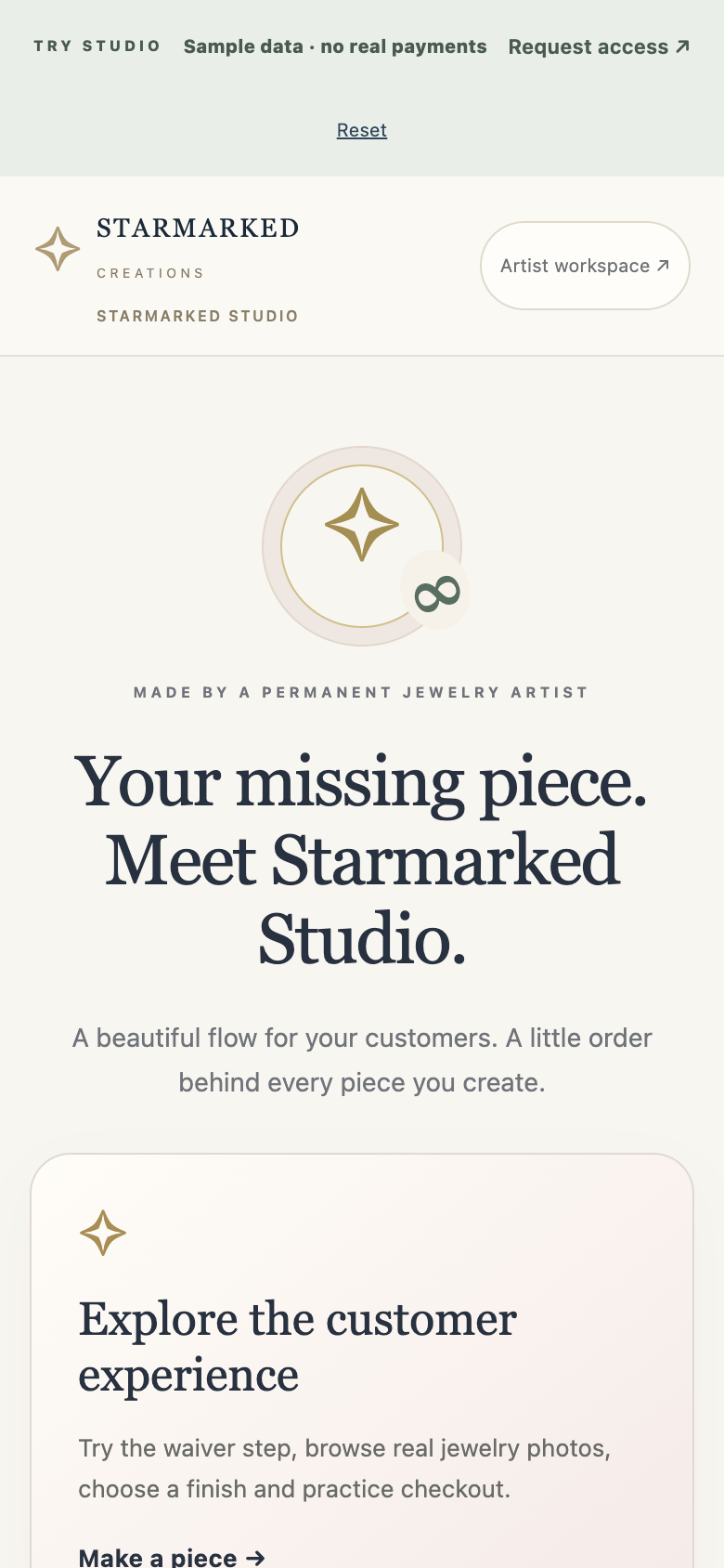 Studio customer experience on a phone